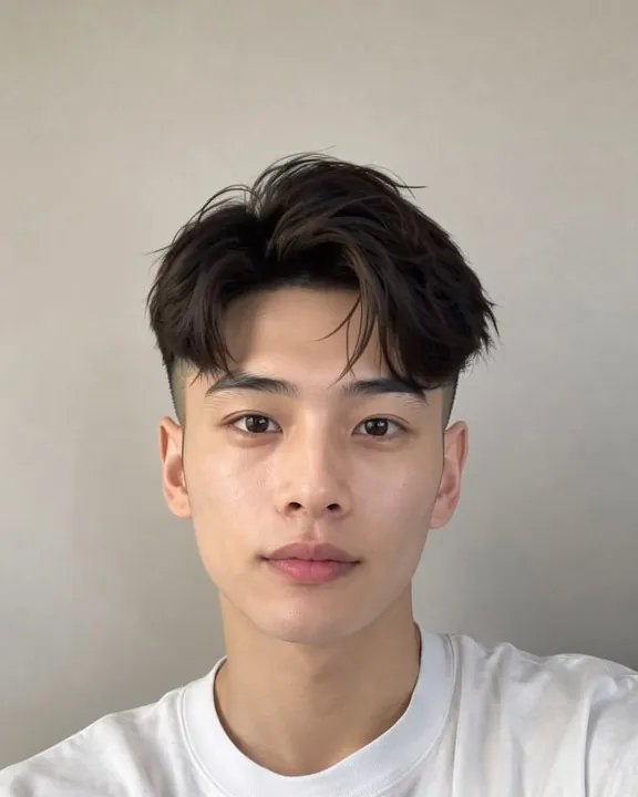 Jeune homme avec une coupe two block : côtés courts en undercut et dessus plus long (aperçu IA)