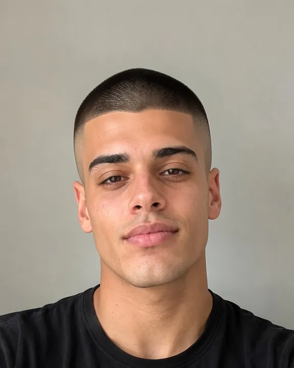 Homme avec un dégradé bas et un dessus court (aperçu IA)