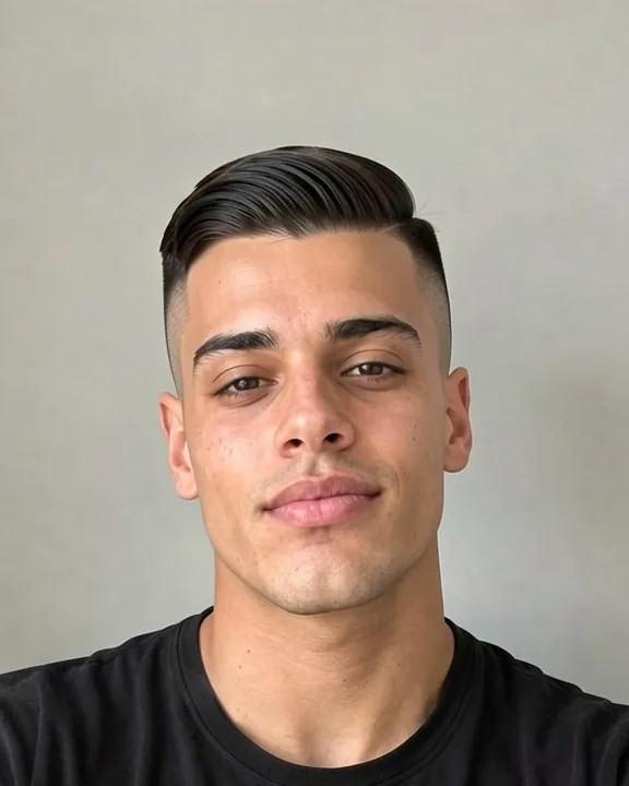Homme avec une coupe raie sur le côté et contours en taper (aperçu IA)
